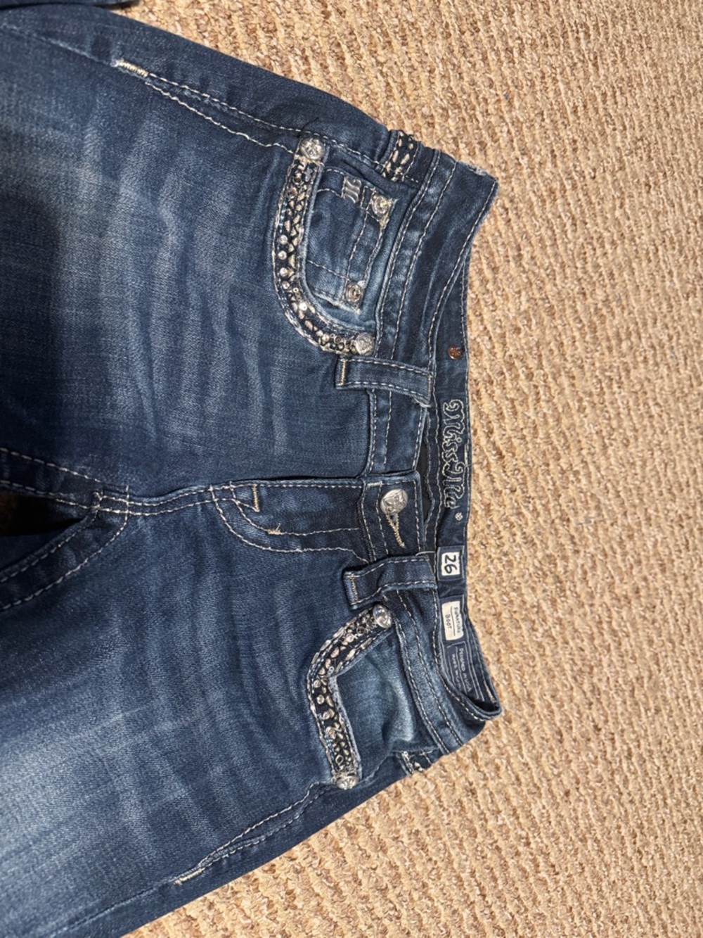 Miss Me Dark Blue Bootcut Jeans Size 26 - Picture 3 of 5